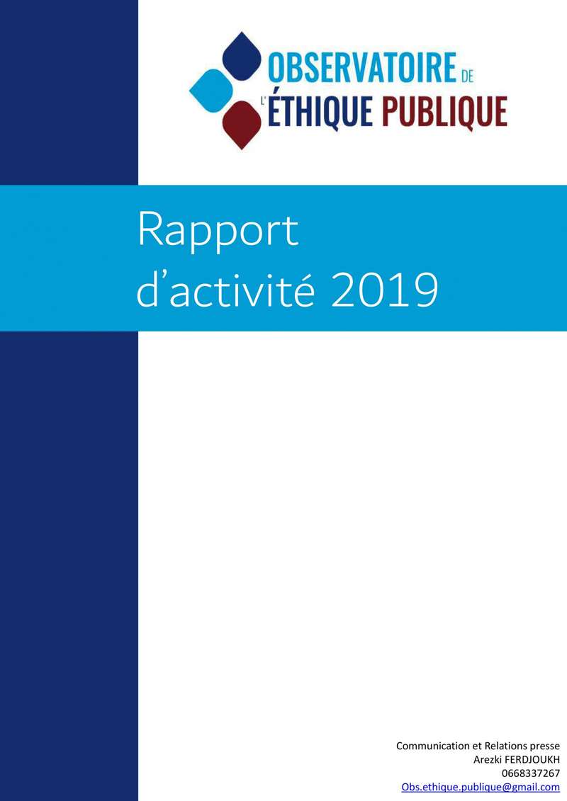 Rapport d'activités 2019